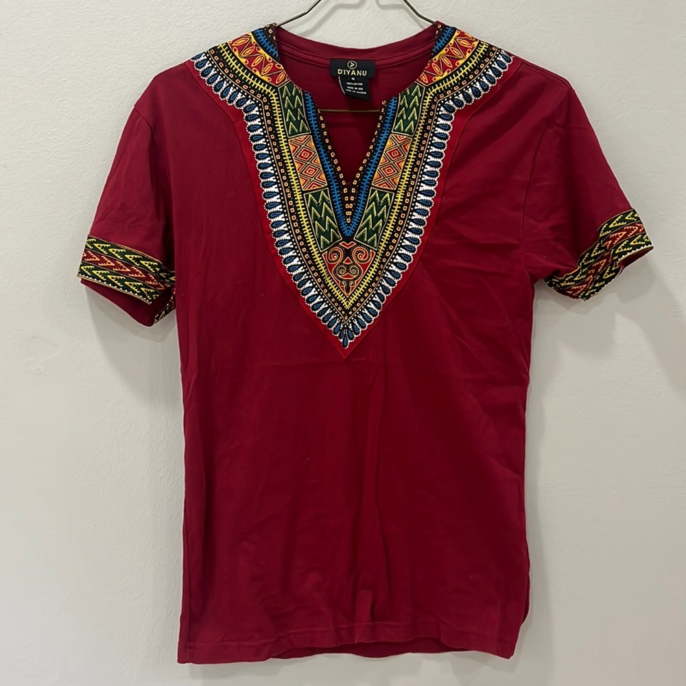 Diyanu Men’s small African print short sleeved shirt